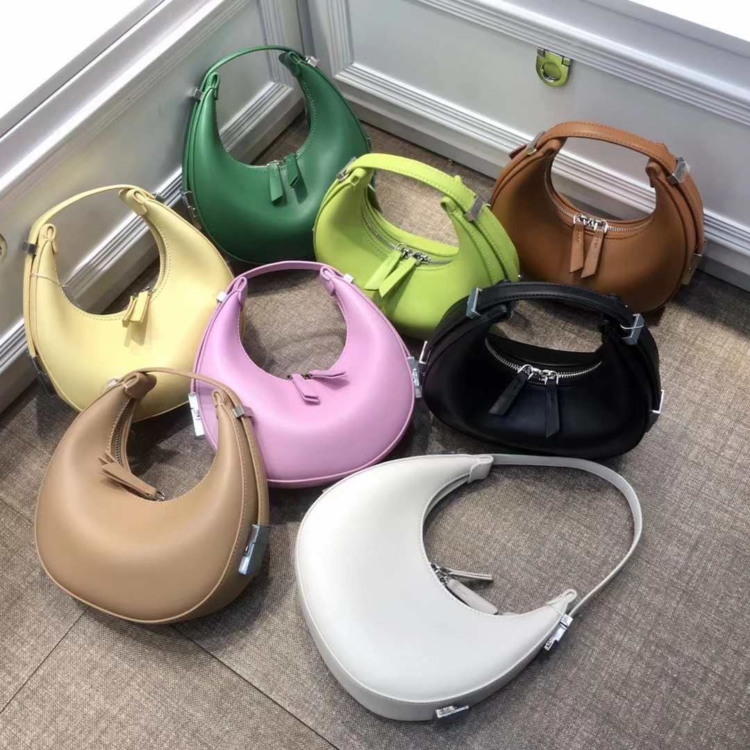 2024 new niche design mini crescent female moon bag leather armpit bag portable round bag Shoulder handbag