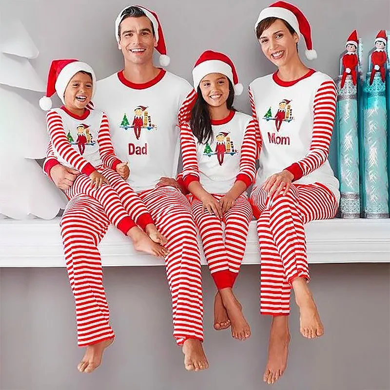 Factory Wholesale Parent Child Family Set Long Sleeve Christmas Pajamas Custom Print Factory Wholesale Parent Child Family Set Long Sleeve Christmas Pajamas Custom Print