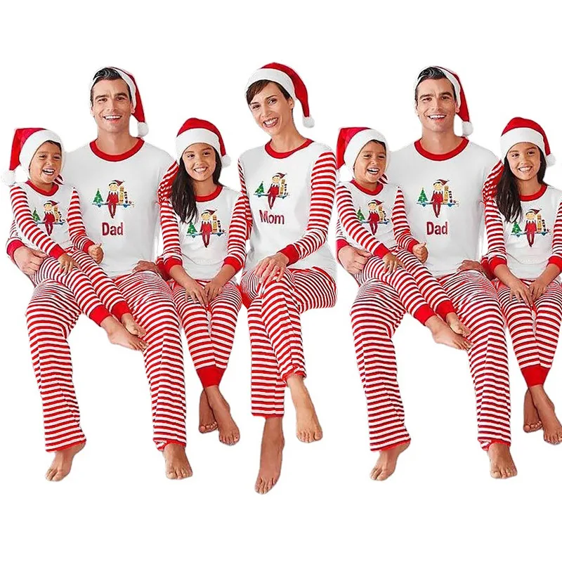 Factory Wholesale Parent Child Family Set Long Sleeve Christmas Pajamas Custom Print Factory Wholesale Parent Child Family Set Long Sleeve Christmas Pajamas Custom Print