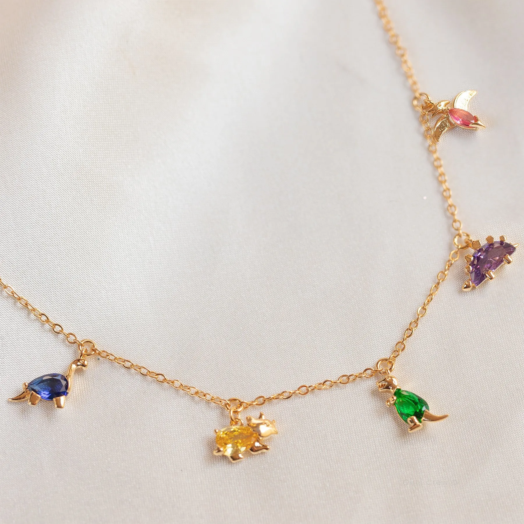 Minimal summer beach jewelry gold plated thin chain with colorful cz crystal diamond animal charm anklet bracelet for women