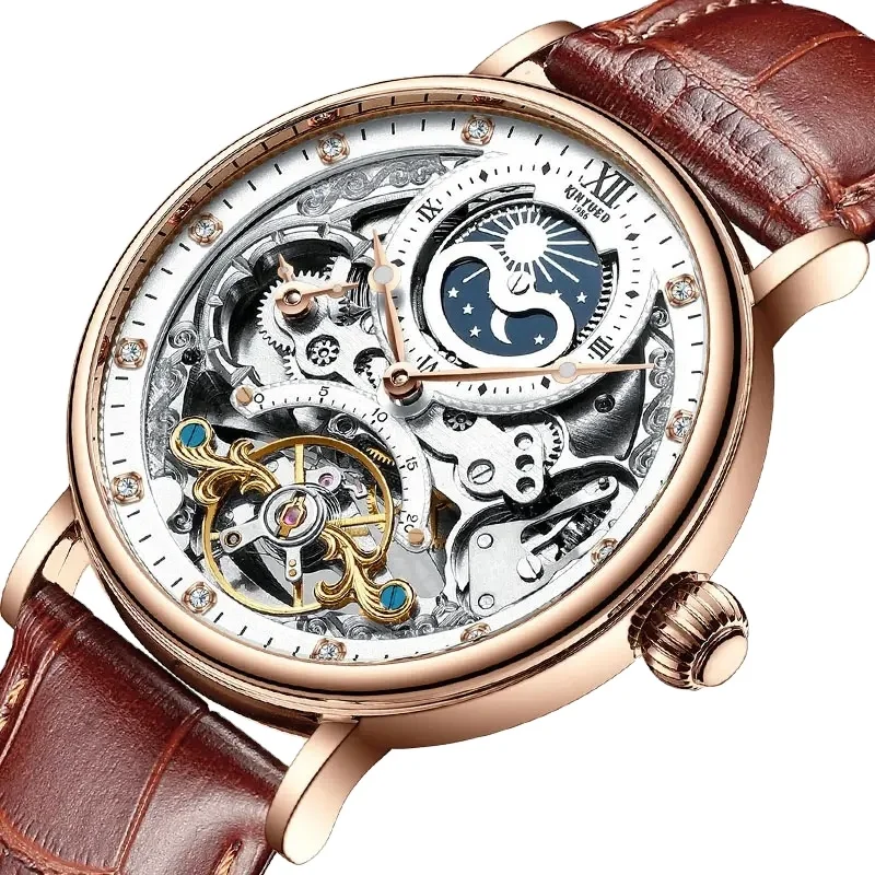 KINYUED Luxury Leather Waterproof High Quality Automatic Watch for Men Mechanical Watches Stainless Steel Glass Alloy Round 14mm KINYUED Luxury Leather Waterproof High Quality Automatic Watch for Men Mechanical Watches Stainless Steel Glass Alloy Round 14mm