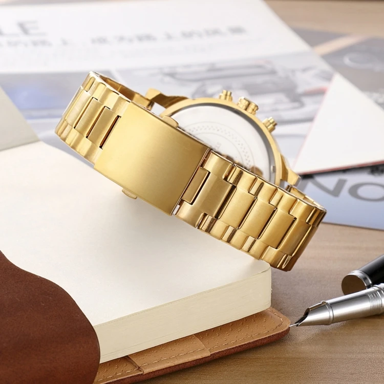 Hot Sale Watch Producer Case Business Strap Bracelet Stainless Steel Quartz Chronograph Watch Men Wrist