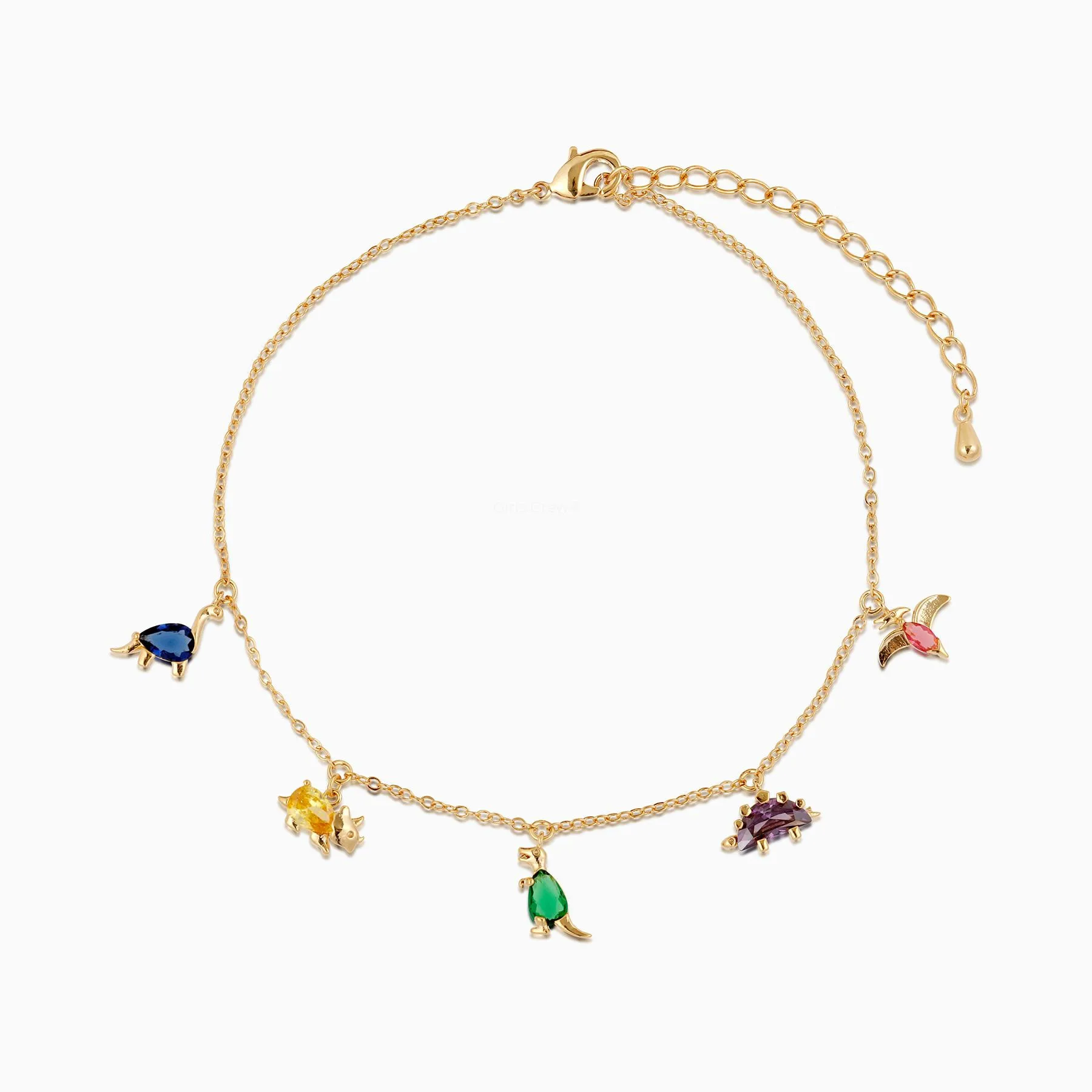 Minimal summer beach jewelry gold plated thin chain with colorful cz crystal diamond animal charm anklet bracelet for women