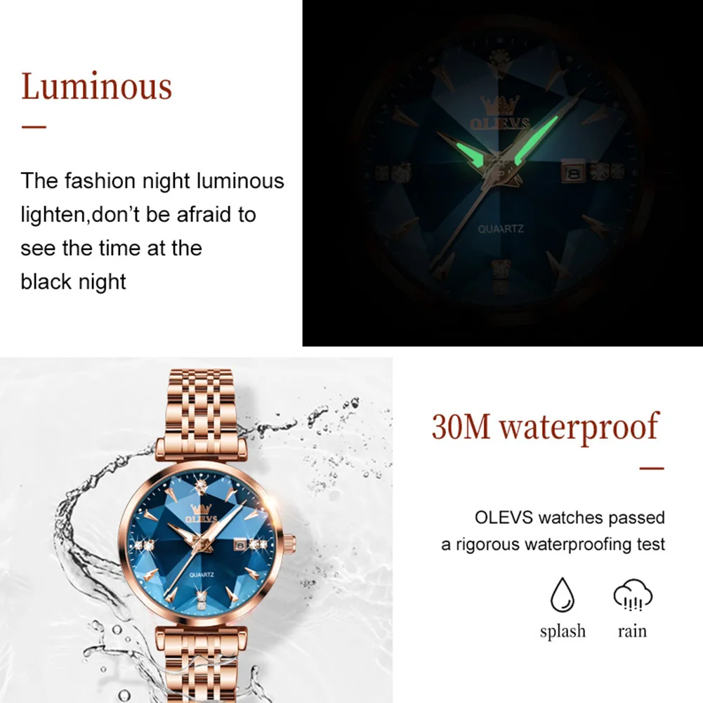 OLEVS 5536 Watch For Women Luxury Jewelry Design Rose Gold Steel Quartz Watches Waterproof Fashion Brand Ladies Watches OLEVS 5536 Watch For Women Luxury Jewelry Design Rose Gold Steel Quartz Watches Waterproof Fashion Brand Ladies Watches