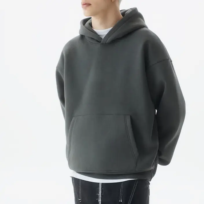 Autumn and winter wholesale plain blank 350 grams oversize pullover men's winter fleece hoodie fleece hooded sweater