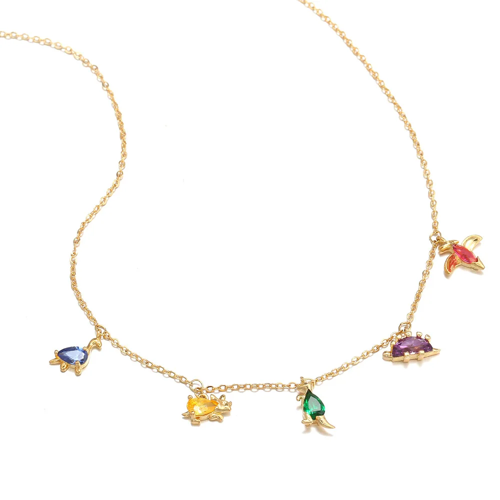 Minimal summer beach jewelry gold plated thin chain with colorful cz crystal diamond animal charm anklet bracelet for women