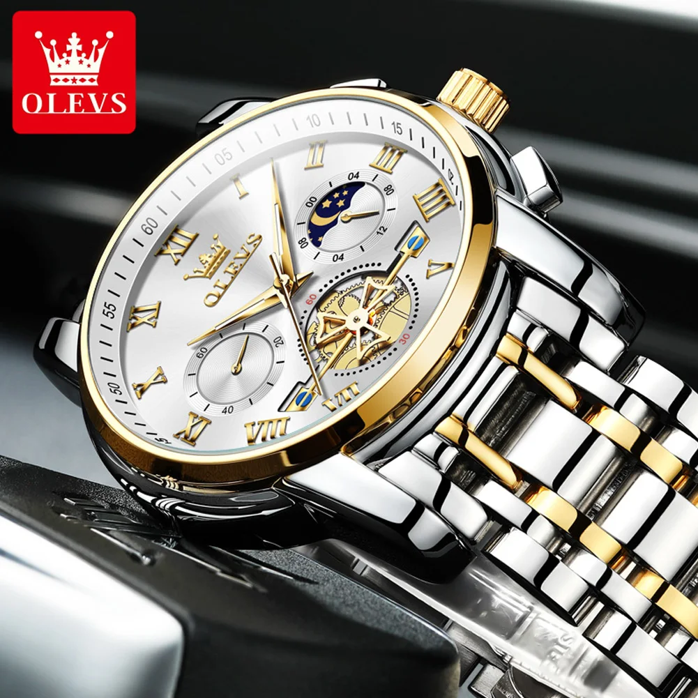OLEVS 2859 Fashion Business men quartz watch tourbillon logo design multi-time zone steel watch Luxury Quartz Wristwatch OLEVS 2859 Fashion Business men quartz watch tourbillon logo design multi-time zone steel watch Luxury Quartz Wristwatch