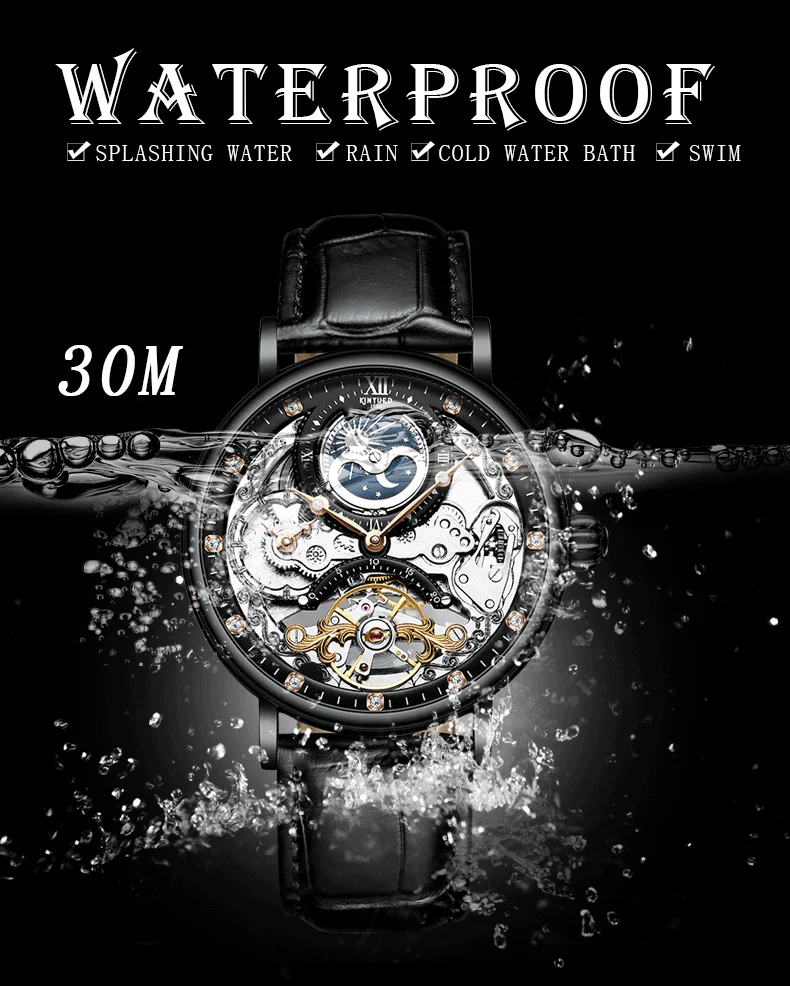 KINYUED Luxury Leather Waterproof High Quality Automatic Watch for Men Mechanical Watches Stainless Steel Glass Alloy Round 14mm KINYUED Luxury Leather Waterproof High Quality Automatic Watch for Men Mechanical Watches Stainless Steel Glass Alloy Round 14mm
