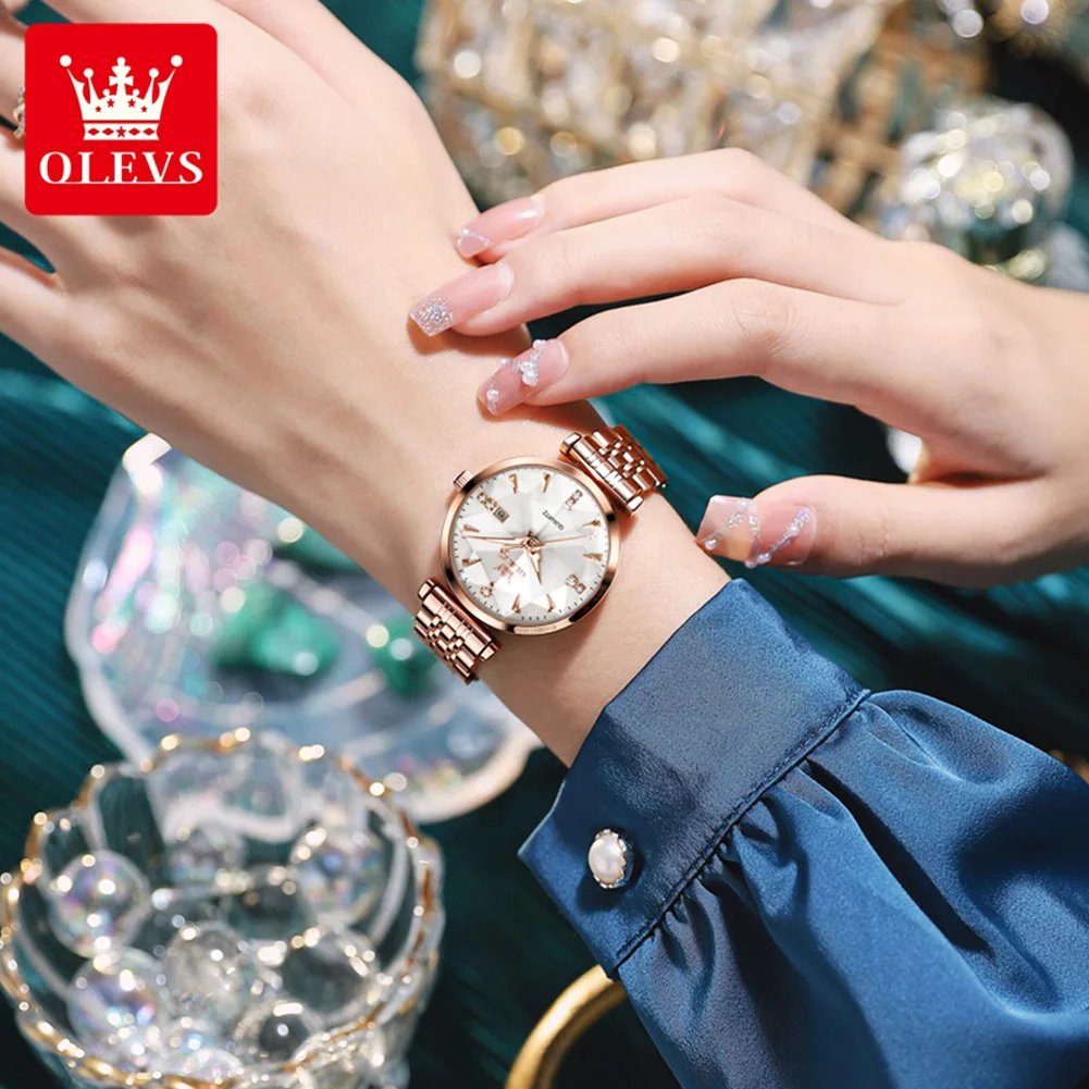 OLEVS 5536 Watch For Women Luxury Jewelry Design Rose Gold Steel Quartz Watches Waterproof Fashion Brand Ladies Watches OLEVS 5536 Watch For Women Luxury Jewelry Design Rose Gold Steel Quartz Watches Waterproof Fashion Brand Ladies Watches