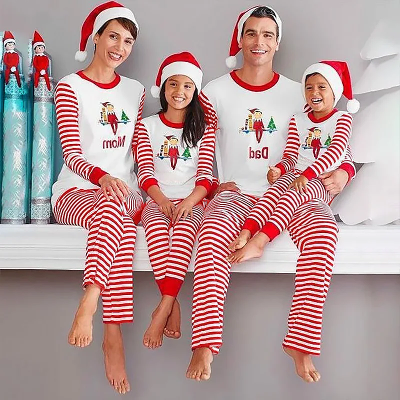 Factory Wholesale Parent Child Family Set Long Sleeve Christmas Pajamas Custom Print