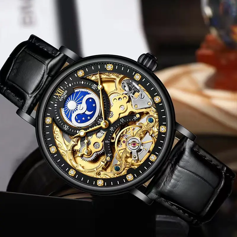 KINYUED Luxury Leather Waterproof High Quality Automatic Watch for Men Mechanical Watches Stainless Steel Glass Alloy Round 14mm KINYUED Luxury Leather Waterproof High Quality Automatic Watch for Men Mechanical Watches Stainless Steel Glass Alloy Round 14mm
