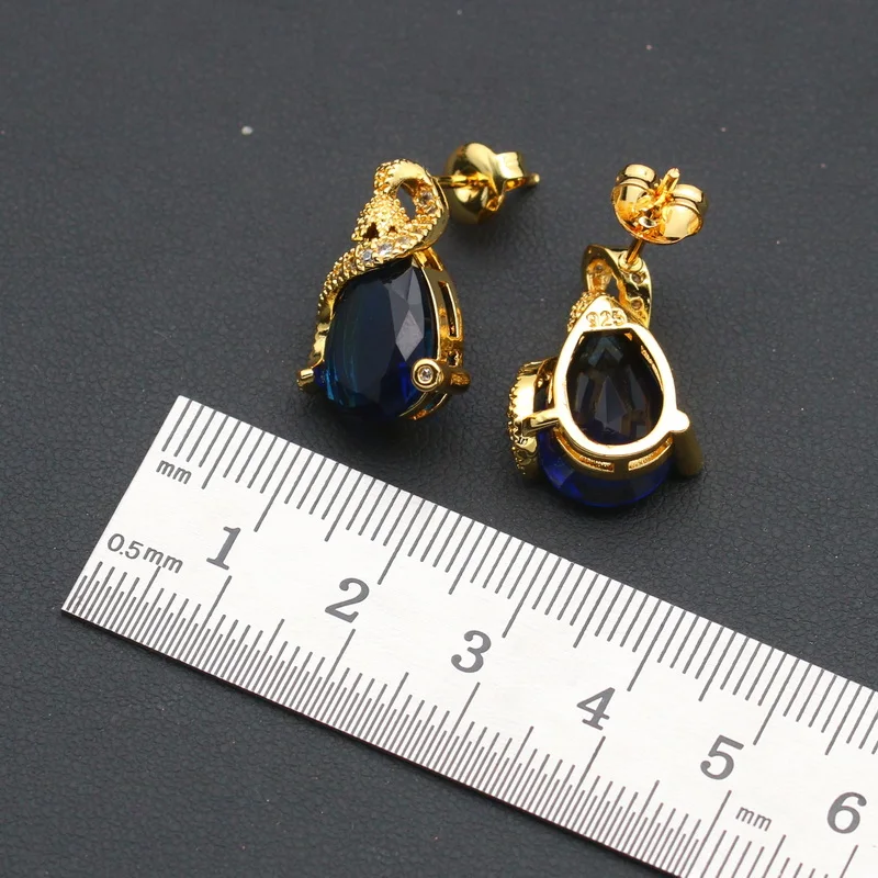 Women accessories jewelry for women ladies jewelry set Wedding Blue Zirconia Earrings Pendant Ring Bracelet Chain Halloween Gift Women accessories jewelry for women ladies jewelry set Wedding Blue Zirconia Earrings Pendant Ring Bracelet Chain Halloween Gift