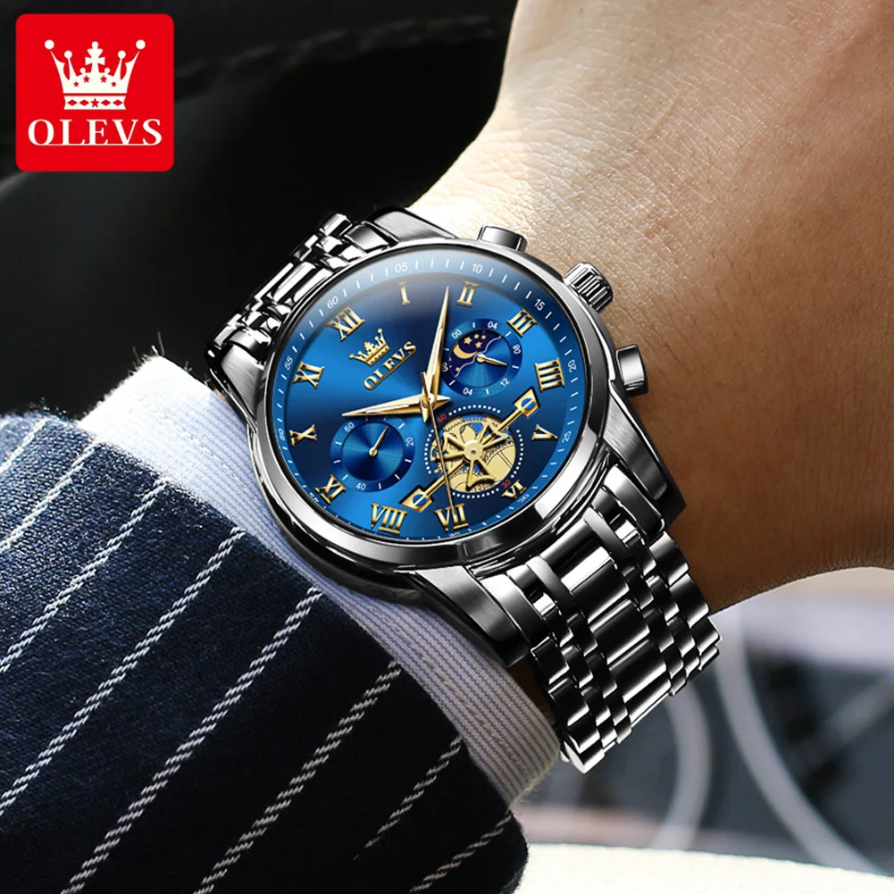 OLEVS 2859 Fashion Business men quartz watch tourbillon logo design multi-time zone steel watch Luxury Quartz Wristwatch OLEVS 2859 Fashion Business men quartz watch tourbillon logo design multi-time zone steel watch Luxury Quartz Wristwatch