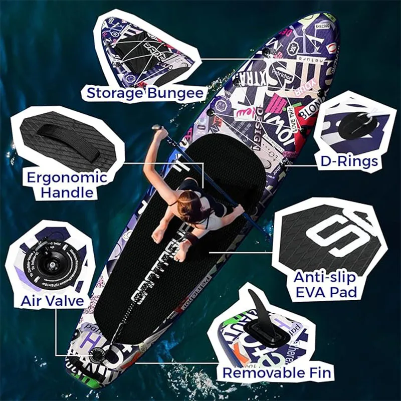 Stand Up Paddle Board with Inflatable SUP Accessories, Durable, Lightweight, Wide Stable Design, Non-Slip Comfort Deck