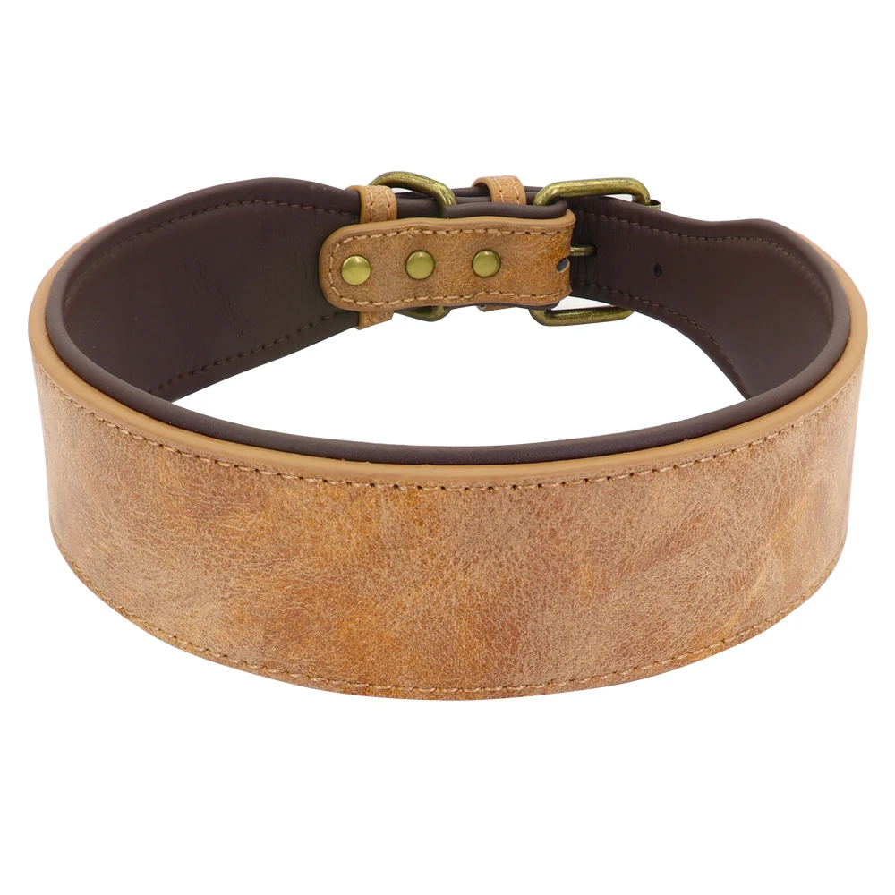 Wide Leather Dog Collar Padded Pet Collars Dog Collar for Medium Large Dogs Pitbull Bulldog German Shepherd 2XL