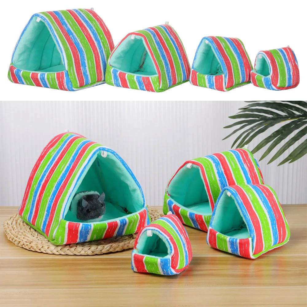 Winter Cute Cartoon Rabbit Squirrel Mini Cage Guinea Pig Nest Small Animal Mice Rat Pet Sleeping Bed Hamster House Warm Soft Mat