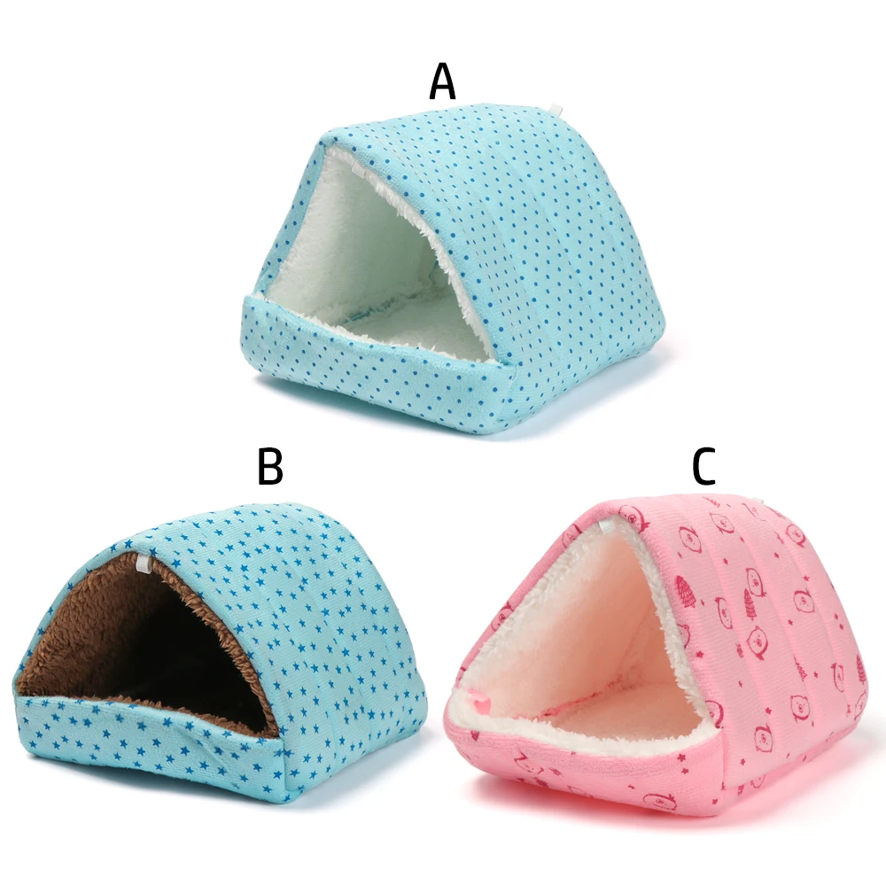 Winter Cute Cartoon Rabbit Squirrel Mini Cage Guinea Pig Nest Small Animal Mice Rat Pet Sleeping Bed Hamster House Warm Soft Mat