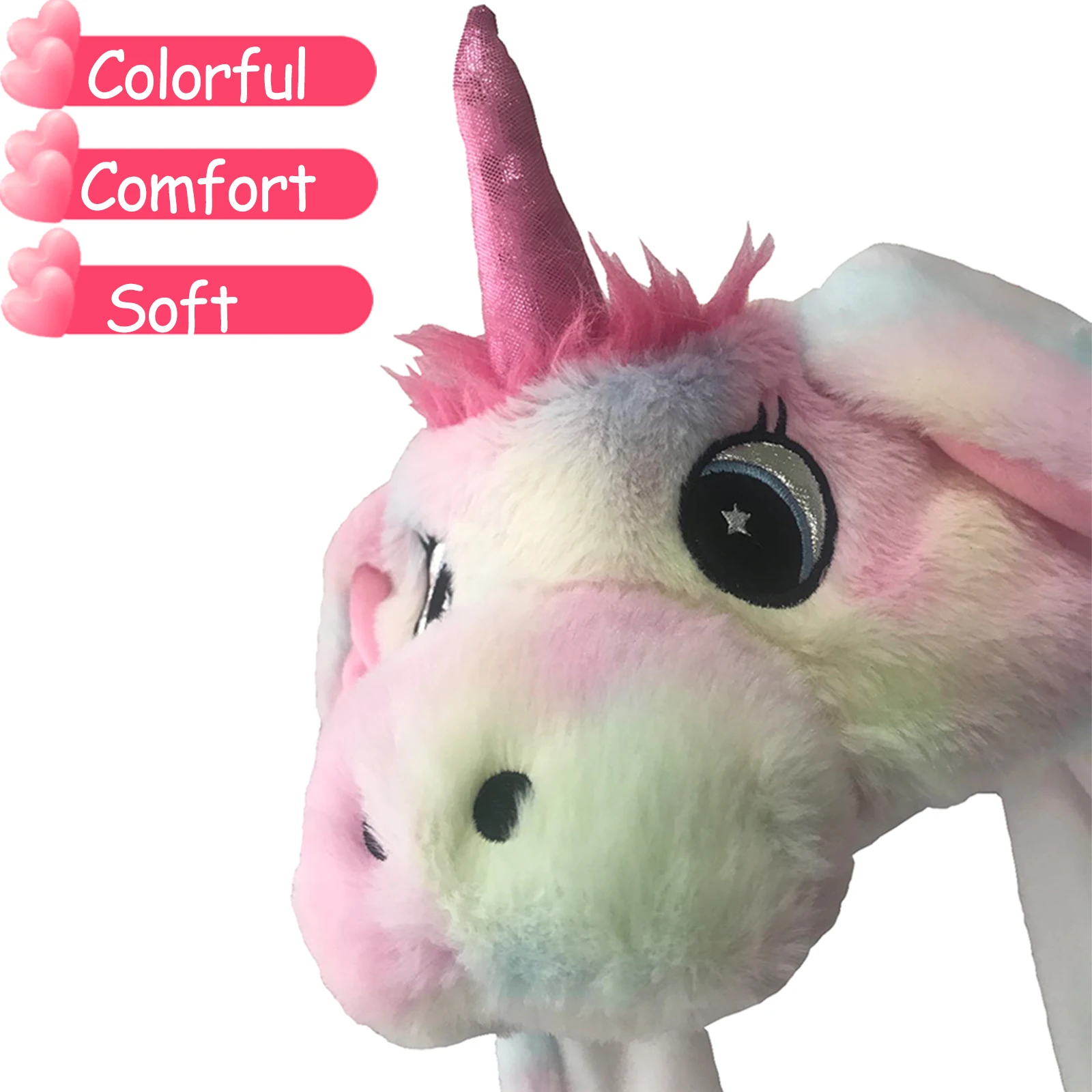 Unicorn Animal Ear Hat Plush Bunny Ears Moving Jumping Up Toys Dress Up Funny Cosplay Party for Kids Christmas Gift for Adult