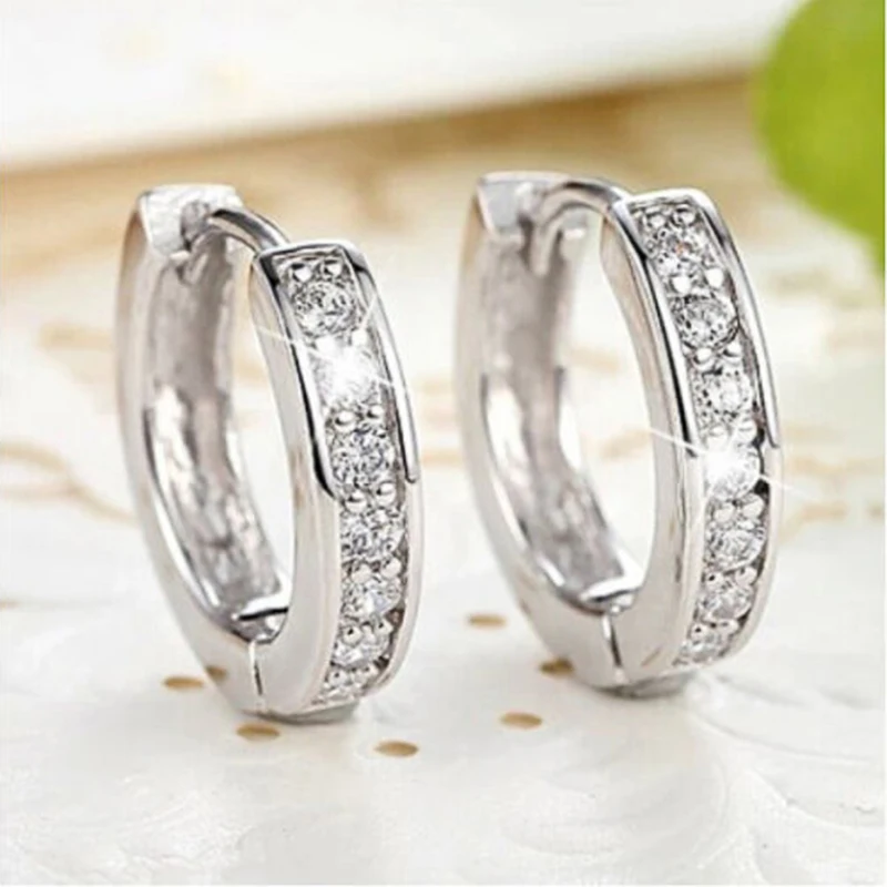 Huitan Luxury Silver Color Women Hoop Earrings Small Circle Dazzling CZ Delicate Female Party Earring Daily Wear Classic Jewelry Huitan Luxury Silver Color Women Hoop Earrings Small Circle Dazzling CZ Delicate Female Party Earring Daily Wear Classic Jewelry