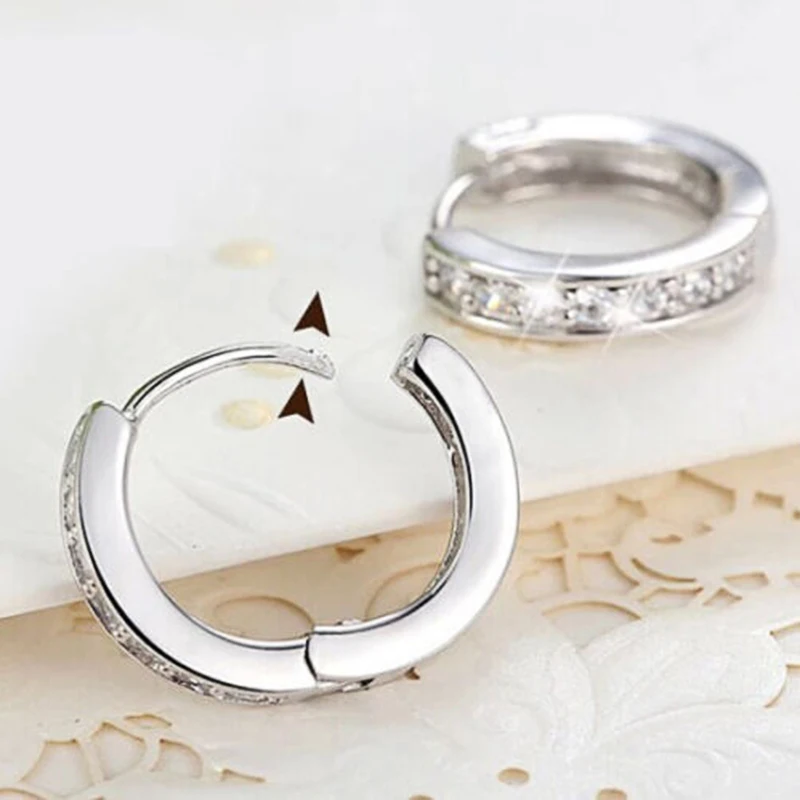Huitan Luxury Silver Color Women Hoop Earrings Small Circle Dazzling CZ Delicate Female Party Earring Daily Wear Classic Jewelry Huitan Luxury Silver Color Women Hoop Earrings Small Circle Dazzling CZ Delicate Female Party Earring Daily Wear Classic Jewelry