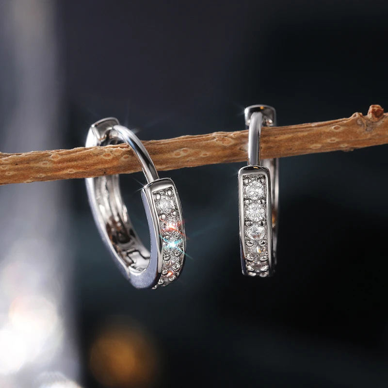 Huitan Luxury Silver Color Women Hoop Earrings Small Circle Dazzling CZ Delicate Female Party Earring Daily Wear Classic Jewelry Huitan Luxury Silver Color Women Hoop Earrings Small Circle Dazzling CZ Delicate Female Party Earring Daily Wear Classic Jewelry