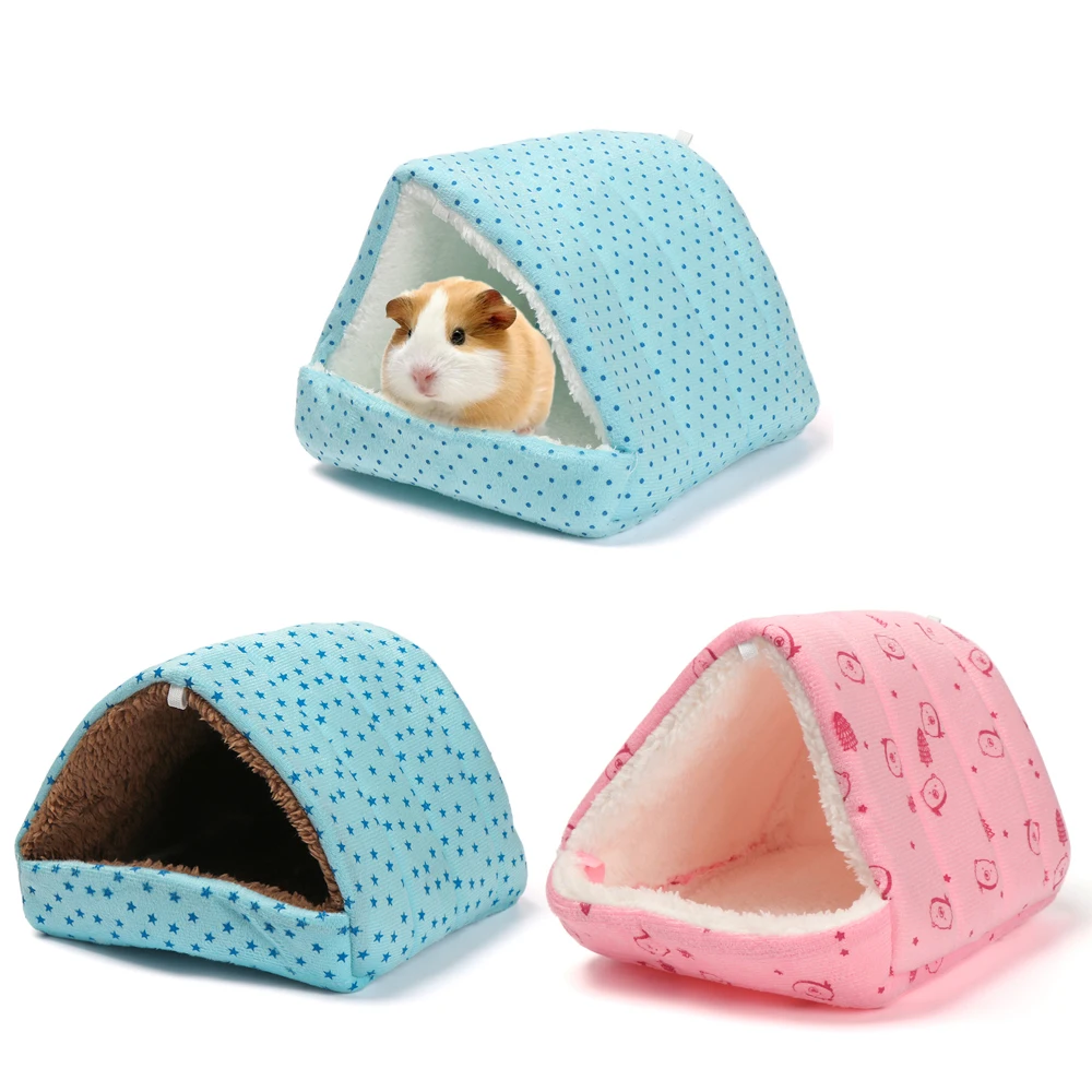 Winter Cute Cartoon Rabbit Squirrel Mini Cage Guinea Pig Nest Small Animal Mice Rat Pet Sleeping Bed Hamster House Warm Soft Mat