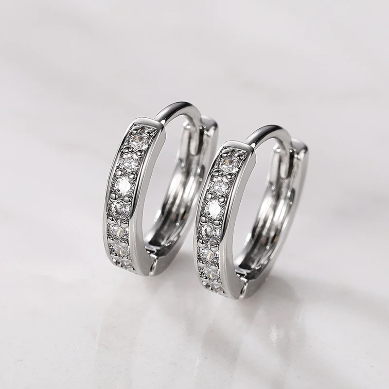 Huitan Luxury Silver Color Women Hoop Earrings Small Circle Dazzling CZ Delicate Female Party Earring Daily Wear Classic Jewelry Huitan Luxury Silver Color Women Hoop Earrings Small Circle Dazzling CZ Delicate Female Party Earring Daily Wear Classic Jewelry