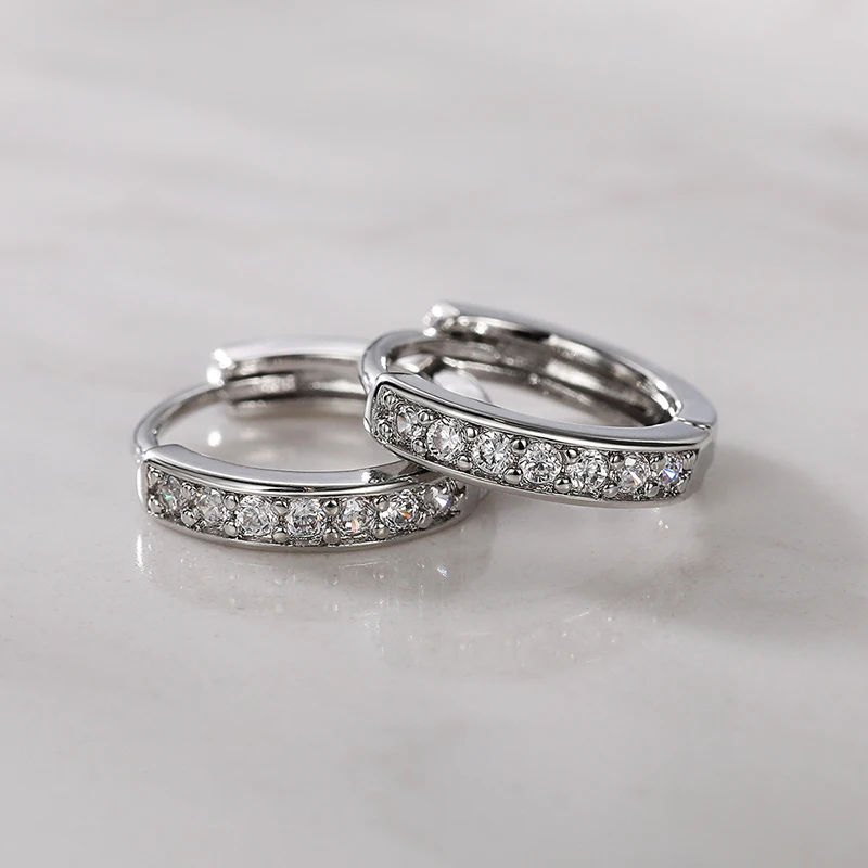 Huitan Luxury Silver Color Women Hoop Earrings Small Circle Dazzling CZ Delicate Female Party Earring Daily Wear Classic Jewelry Huitan Luxury Silver Color Women Hoop Earrings Small Circle Dazzling CZ Delicate Female Party Earring Daily Wear Classic Jewelry