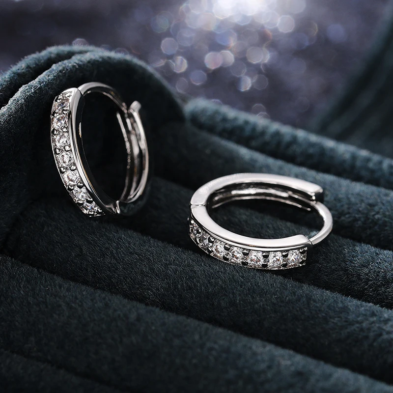Huitan Luxury Silver Color Women Hoop Earrings Small Circle Dazzling CZ Delicate Female Party Earring Daily Wear Classic Jewelry Huitan Luxury Silver Color Women Hoop Earrings Small Circle Dazzling CZ Delicate Female Party Earring Daily Wear Classic Jewelry