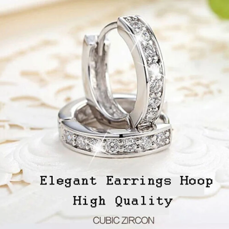 Huitan Luxury Silver Color Women Hoop Earrings Small Circle Dazzling CZ Delicate Female Party Earring Daily Wear Classic Jewelry Huitan Luxury Silver Color Women Hoop Earrings Small Circle Dazzling CZ Delicate Female Party Earring Daily Wear Classic Jewelry