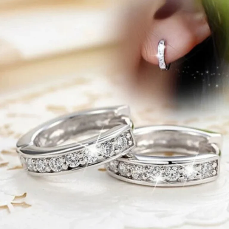 925 Sterling Silver Luxury Trendy Blue Cubic Zirconia Hoop Earrings Wedding Party Elegant Accessories for Women Jewelry Gift