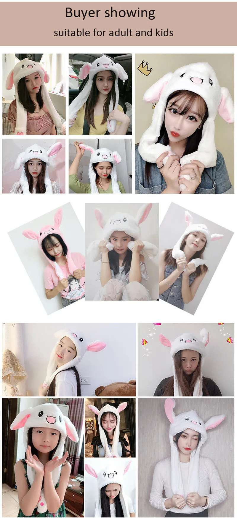 Cartoon Bunny Ear Move Hat Jumping up Toys Rabbit Girls Animal Plush Costume Cosplay Cap Kids Party for Adult Funny Anime Hat Cartoon Bunny Ear Move Hat Jumping up Toys Rabbit Girls Animal Plush Costume Cosplay Cap Kids Party for Adult Funny Anime Hat