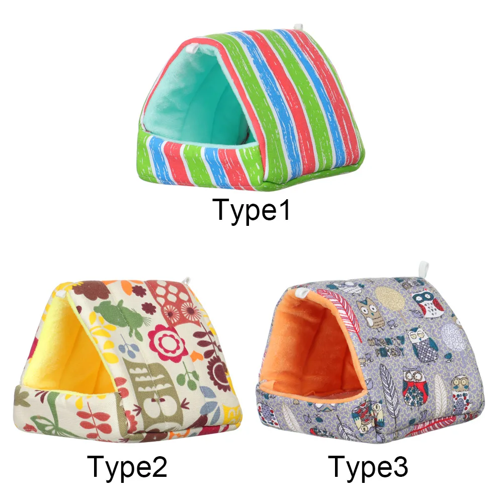 Winter Cute Cartoon Rabbit Squirrel Mini Cage Guinea Pig Nest Small Animal Mice Rat Pet Sleeping Bed Hamster House Warm Soft Mat