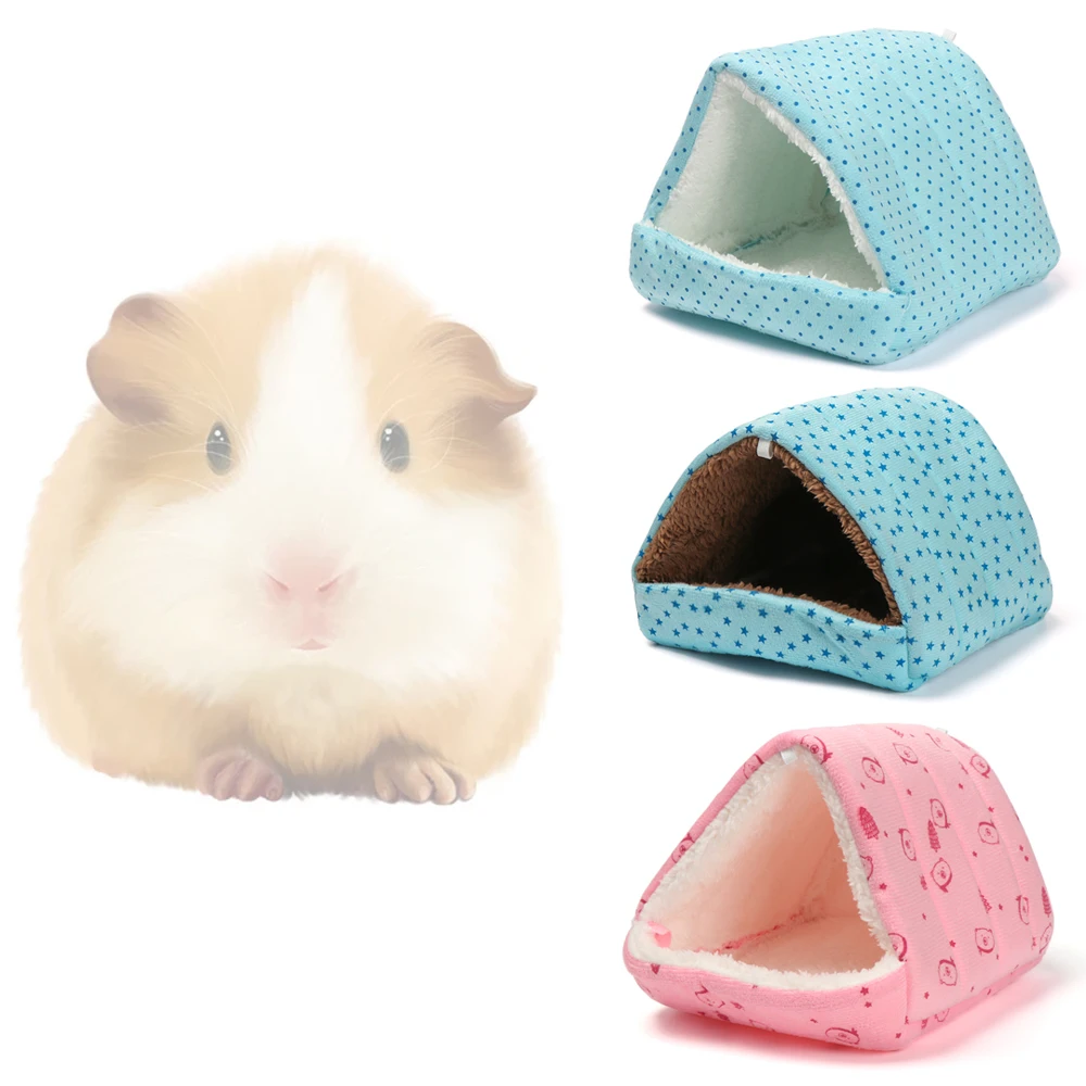 Winter Cute Cartoon Rabbit Squirrel Mini Cage Guinea Pig Nest Small Animal Mice Rat Pet Sleeping Bed Hamster House Warm Soft Mat