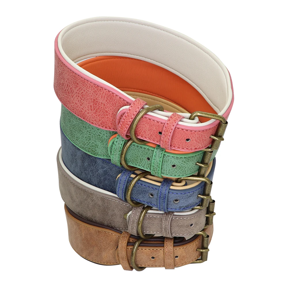 Wide Leather Dog Collar Padded Pet Collars Dog Collar for Medium Large Dogs Pitbull Bulldog German Shepherd 2XL