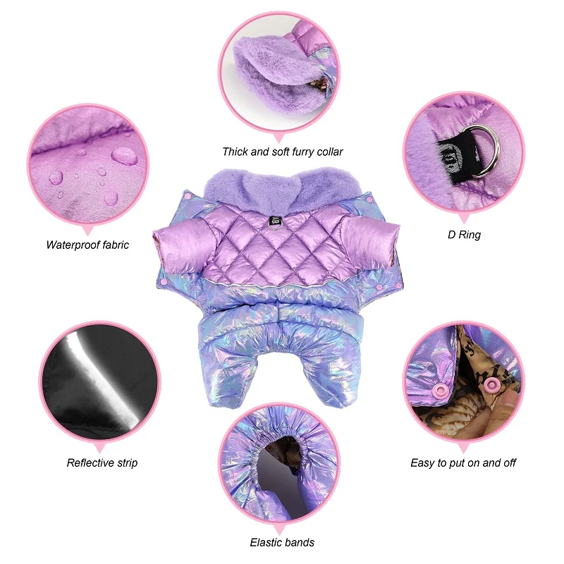 Winter Dog Jumpsuit Waterproof Clothes Snowsuit for Dogs Thick Warm Pet Clothing Downjacket Coat With Fur Collar Chihuahua Pug Winter Dog Jumpsuit Waterproof Clothes Snowsuit for Dogs Thick Warm Pet Clothing Downjacket Coat With Fur Collar Chihuahua Pug