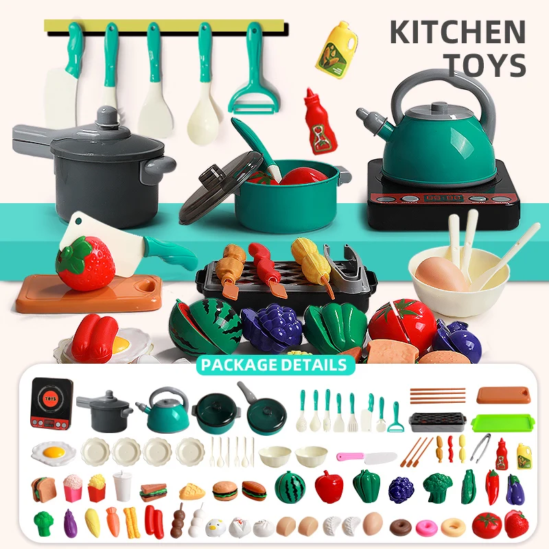 Kids Kitchen Toy Set - Pretend to play with cooking POTS, stoves and other food toys - for boys and girls ages 3-6!