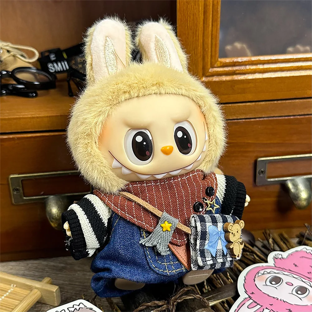For 17cm Labubu Dolls Accessories DIY Doll Clothes Heartbeat Long Eared Furry Rabbit Costume Cartoon Dress Up Labubu Outfit For 17cm Labubu Dolls Accessories DIY Doll Clothes Heartbeat Long Eared Furry Rabbit Costume Cartoon Dress Up Labubu Outfit