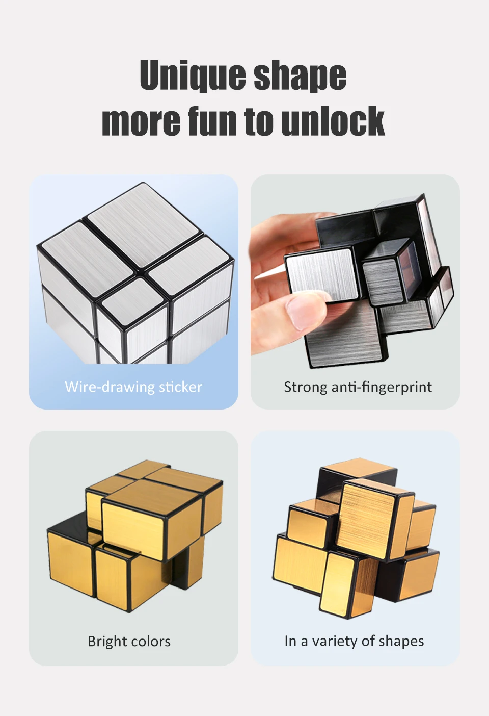 SENGSO Mirror Magic Cube 2x2 3x3 Golden Silver Magic Cubo Profession Puzzle High Quality Children's Toys SENGSO Mirror Magic Cube 2x2 3x3 Golden Silver Magic Cubo Profession Puzzle High Quality Children's Toys