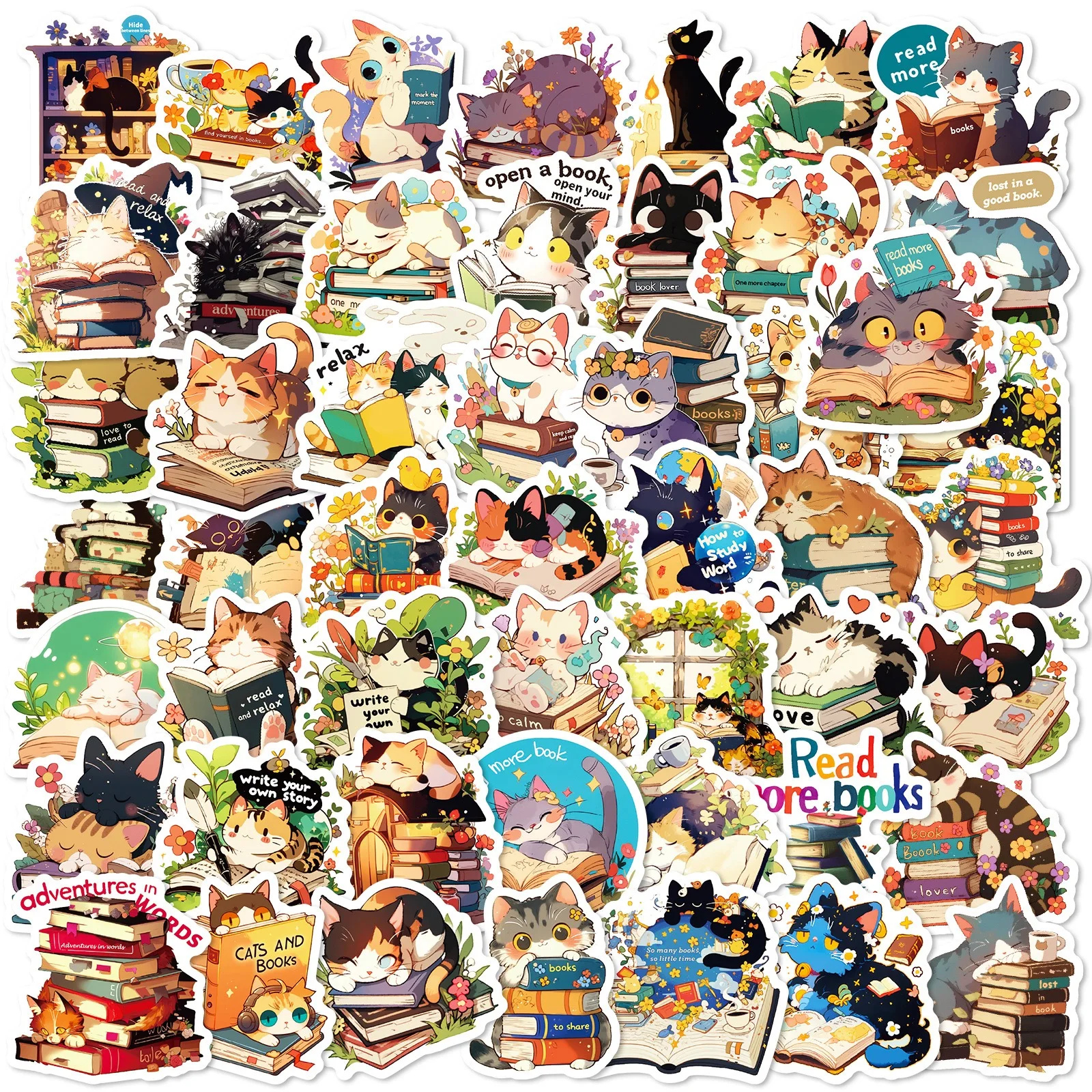 10/50pcs Cute Animal Cat Reading Book Kindle Creative Stickers Personality Decals Kid Toy Skateboard Guitar Refrigerator Sticker 10/50pcs Cute Animal Cat Reading Book Kindle Creative Stickers Personality Decals Kid Toy Skateboard Guitar Refrigerator Sticker