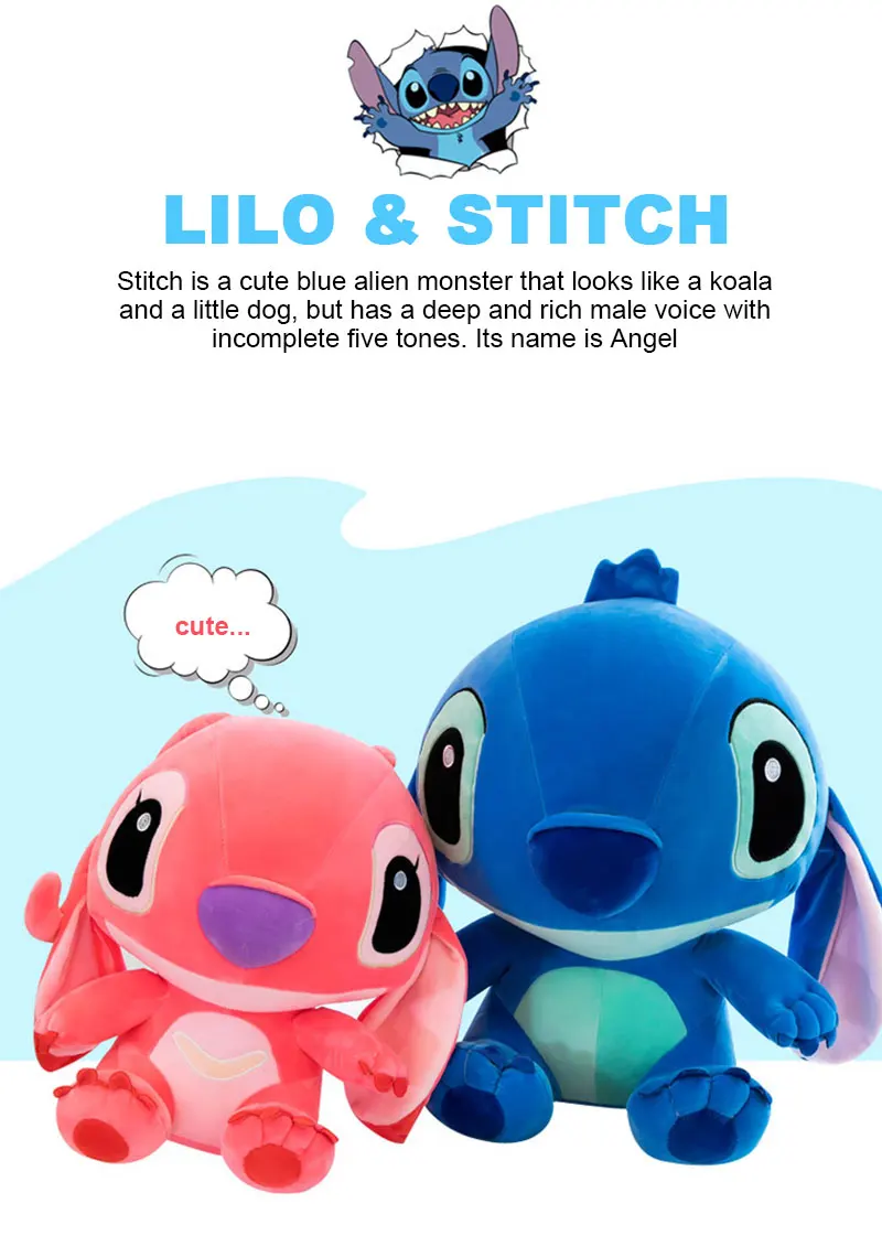 20-60cm Giant Size Lilo & Stitch Couple Models Cartoon Stuffed Plush Anime Plushs Toys Pendant Toy Pillow Kids Birthday Gift 20-60cm Giant Size Lilo & Stitch Couple Models Cartoon Stuffed Plush Anime Plushs Toys Pendant Toy Pillow Kids Birthday Gift