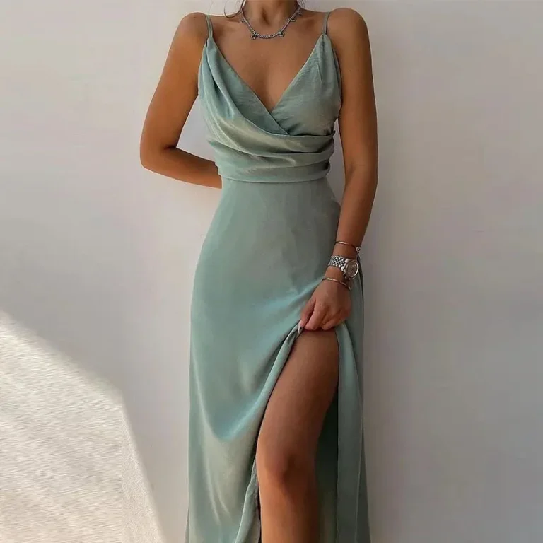 Suninheart One Shoulder Summer Gradient Dresses for Women Pleated Long Party Dresses Elegant Cut Out Dress