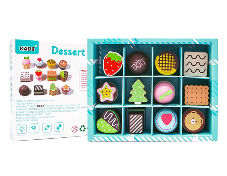 Wooden Kitchen Pretend Play Toys Afternoon Tea Sweet Desserts For Kids Playset Simulation Kitchen Educational Toys For Ages 3+