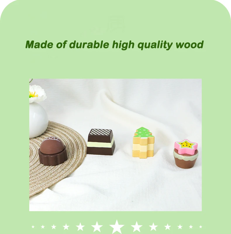 Wooden Kitchen Pretend Play Toys Afternoon Tea Sweet Desserts For Kids Playset Simulation Kitchen Educational Toys For Ages 3+