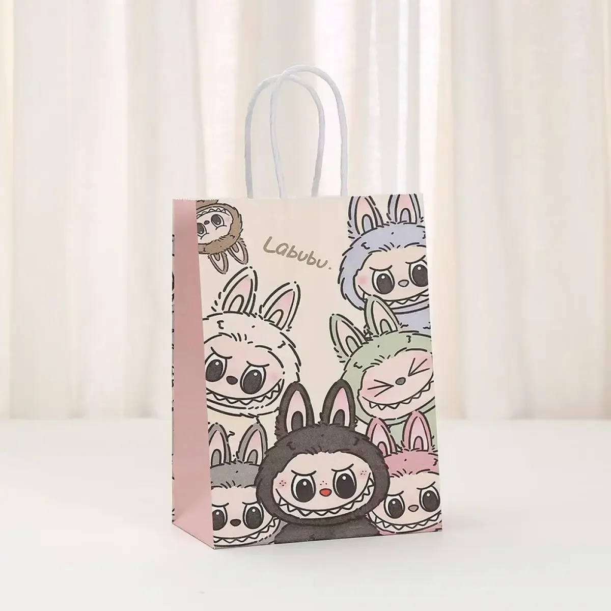 Cartoon Labubu Gift Bag Candy Snacks Birthday Gift Bag 10 Pack Gift Baking Shopping Portable Paper Bag