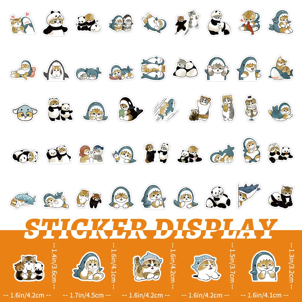 100pcs/Set Shark Cat Sticker Decoration Luggage Phone Case Water Cup Scrapbook Waterproof Decal Stickers Toy 100pcs/Set Shark Cat Sticker Decoration Luggage Phone Case Water Cup Scrapbook Waterproof Decal Stickers Toy