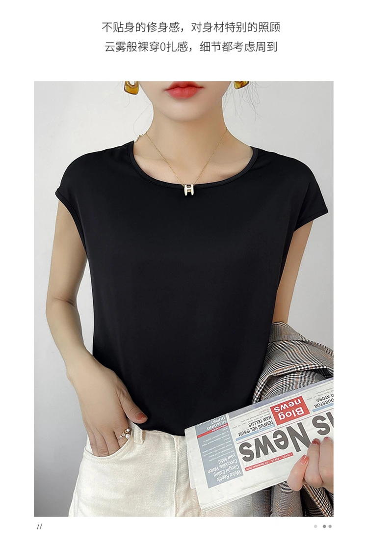 New O-Neck Silk Camisole Ladies Thin Vest Satin Loose Outer Sleeveless Top Summer Suit Insid Sling Mulberry Silk Bottoming Shirt New O-Neck Silk Camisole Ladies Thin Vest Satin Loose Outer Sleeveless Top Summer Suit Insid Sling Mulberry Silk Bottoming Shirt