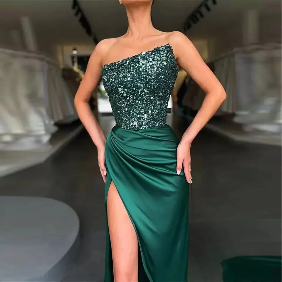 Autumn/winter Evening Dress Women's Elegant Sexy Long Dress High Side Slit European American Style Sleeveless Fashionable Gown Autumn/winter Evening Dress Women's Elegant Sexy Long Dress High Side Slit European American Style Sleeveless Fashionable Gown