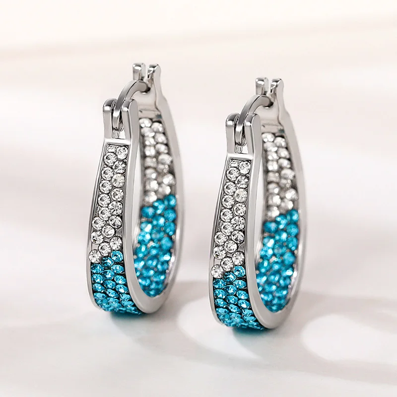 Huitan Colorful CZ Hoop Earrings Women Fashion Ear Hoop Accessories Luxury Bridal Wedding Earrings Statement Jewelry Drop Ship Huitan Colorful CZ Hoop Earrings Women Fashion Ear Hoop Accessories Luxury Bridal Wedding Earrings Statement Jewelry Drop Ship
