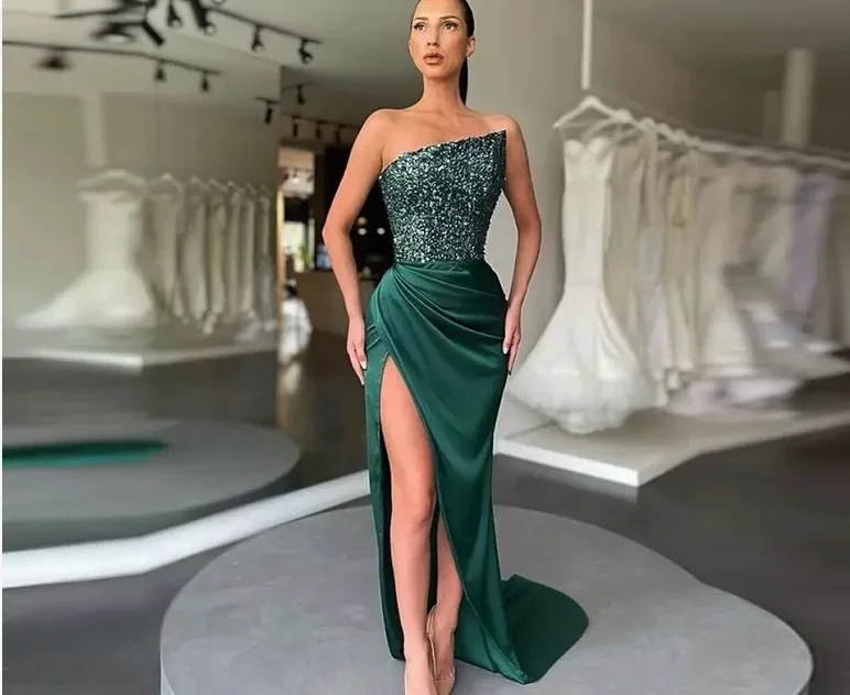 Autumn/winter Evening Dress Women's Elegant Sexy Long Dress High Side Slit European American Style Sleeveless Fashionable Gown Autumn/winter Evening Dress Women's Elegant Sexy Long Dress High Side Slit European American Style Sleeveless Fashionable Gown